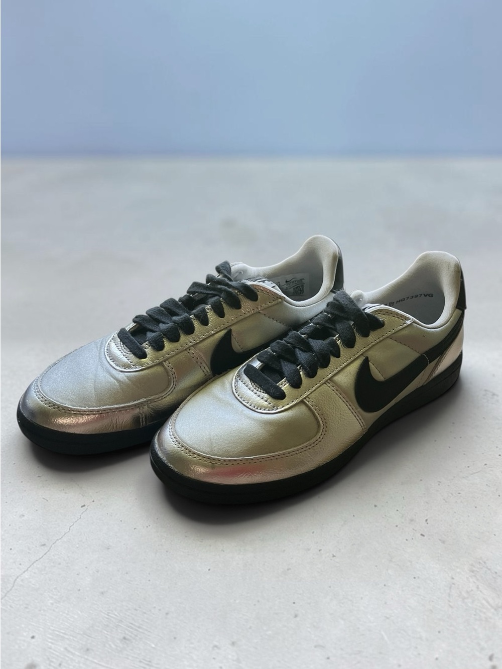 👟 Nike Field General Sneakers in Metallic Silver & Black | Women’s Sz 7.5